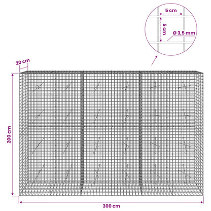Gabion with 3.5 mm Wire and 5x5 cm Mesh 300x20x200 cm