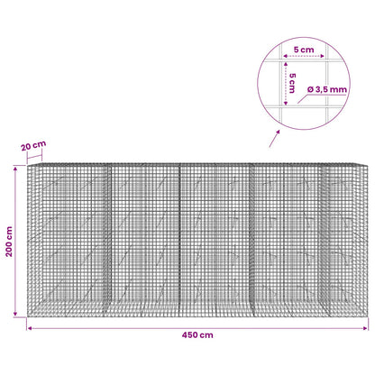 Gabion with 3.5 mm Wire and 5x5 cm Mesh 450x20x200 cm