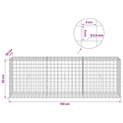 Gabion with 3.5 mm Wire and 5x5 cm Mesh 150x30x50 cm