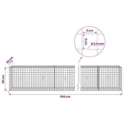Gabion with 3.5 mm Wire and 5x5 cm Mesh 950x30x50 cm
