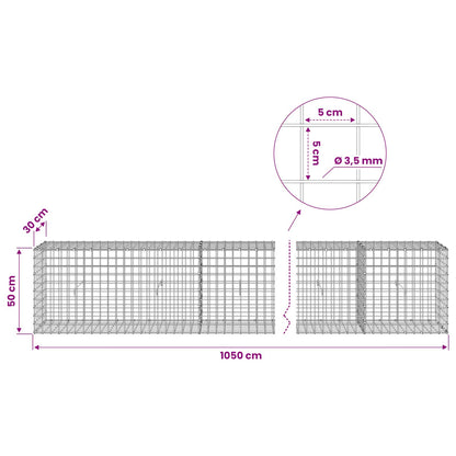 Gabion with 3.5 mm Wire and 5x5 cm Mesh 1050x30x50 cm