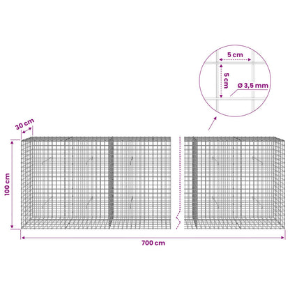 Gabion with 3.5 mm Wire and 5x5 cm Mesh 700x30x100 cm