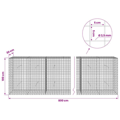 Gabion with 3.5 mm Wire and 5x5 cm Mesh 800x30x100 cm