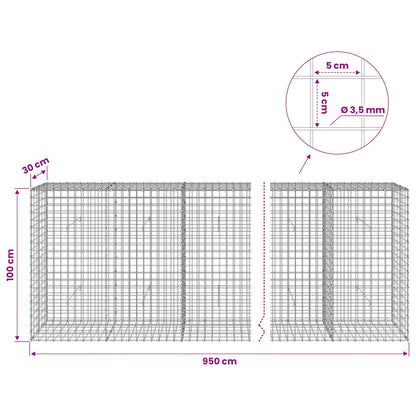 Gabion with 3.5 mm Wire and 5x5 cm Mesh 950x30x100 cm