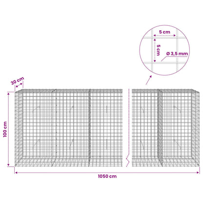Gabion with 3.5 mm Wire and 5x5 cm Mesh 1050x30x100 cm
