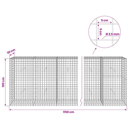 Gabion with 3.5 mm Wire and 5x5 cm Mesh 1150x30x100 cm