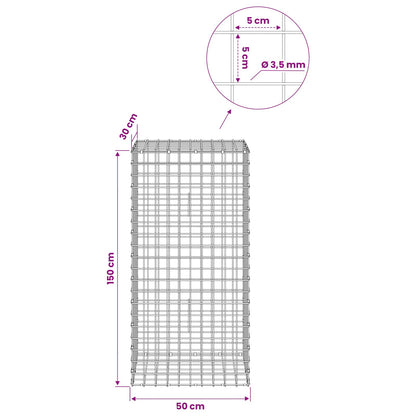 Gabion with 3.5 mm Wire and 5x5 cm Mesh 50x30x150 cm