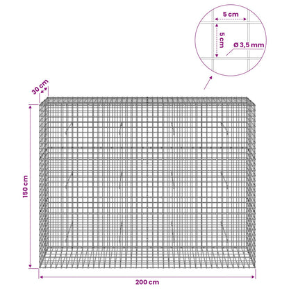 Gabion with 3.5 mm Wire and 5x5 cm Mesh 200x30x150 cm