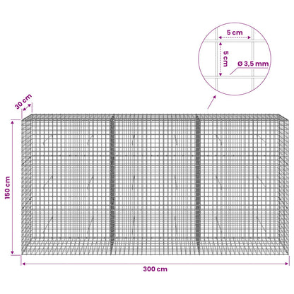 Gabion with 3.5 mm Wire and 5x5 cm Mesh 300x30x150 cm