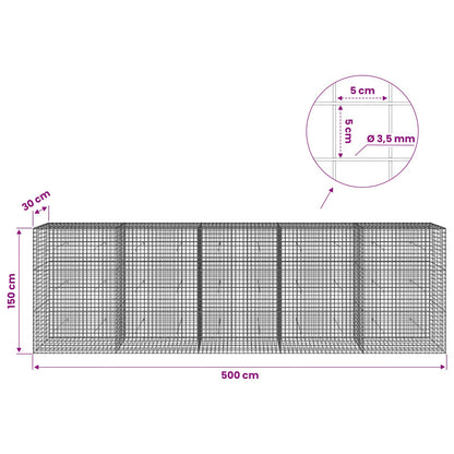 Gabion with 3.5 mm Wire and 5x5 cm Mesh 500x30x150 cm