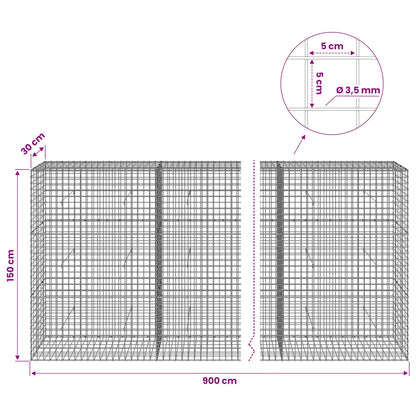 Gabion with 3.5 mm Wire and 5x5 cm Mesh 900x30x150 cm