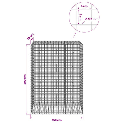 Gabion with 3.5 mm Wire and 5x5 cm Mesh 150x30x200 cm