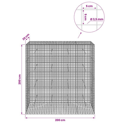 Gabion with 3.5 mm Wire and 5x5 cm Mesh 200x30x200 cm