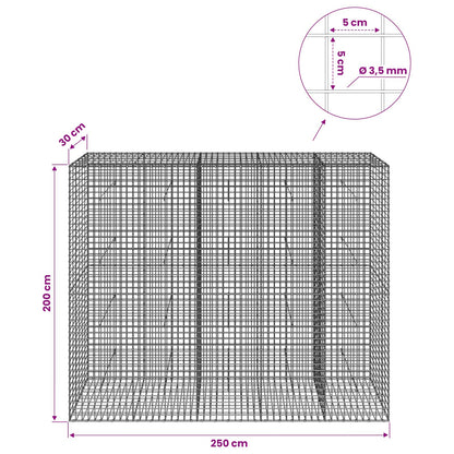 Gabion with 3.5 mm Wire and 5x5 cm Mesh 250x30x200 cm