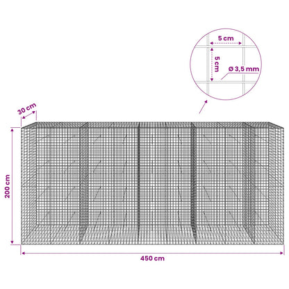 Gabion with 3.5 mm Wire and 5x5 cm Mesh 450x30x200 cm
