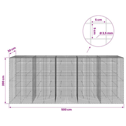 Gabion with 3.5 mm Wire and 5x5 cm Mesh 500x30x200 cm