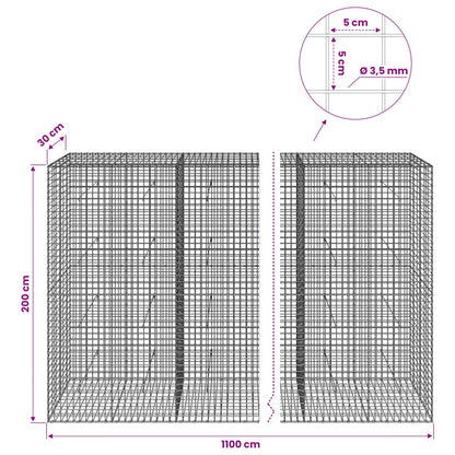 Gabion with 3.5 mm Wire and 5x5 cm Mesh 1100x30x200 cm