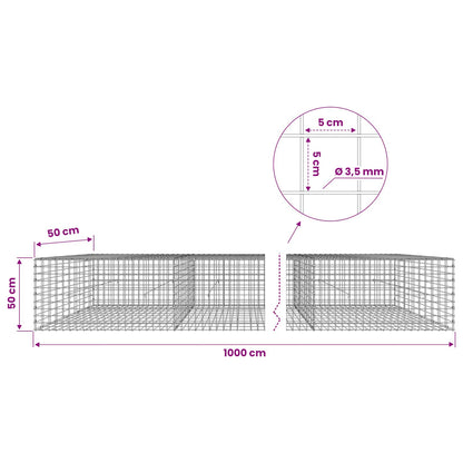 Gabion with 3.5 mm Wire and 5x5 cm Mesh 1000x50x50 cm