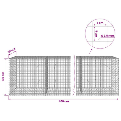 Gabion with 3.5 mm Wire and 5x5 cm Mesh 400x50x100 cm