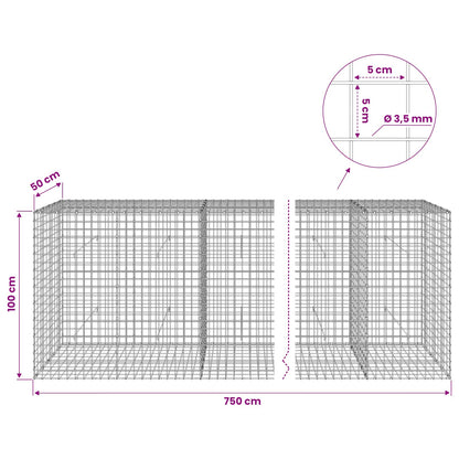 Gabion with 3.5 mm Wire and 5x5 cm Mesh 750x50x100 cm