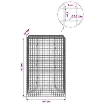 Gabion with 3.5 mm Wire and 5x5 cm Mesh 100x50x150 cm