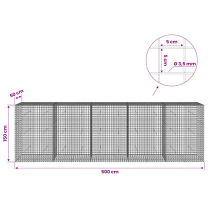 Gabion with 3.5 mm Wire and 5x5 cm Mesh 500x50x150 cm