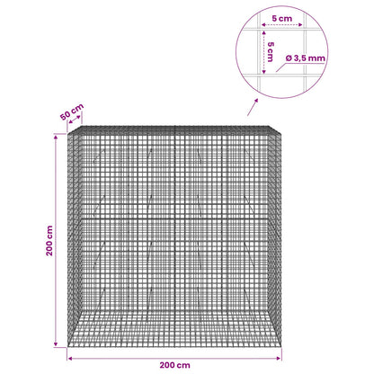 Gabion with 3.5 mm Wire and 5x5 cm Mesh 200x50x200 cm