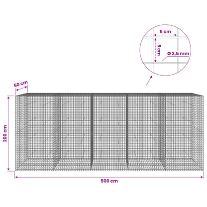 Gabion with 3.5 mm Wire and 5x5 cm Mesh 500x50x200 cm