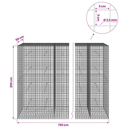 Gabion with 3.5 mm Wire and 5x5 cm Mesh 750x50x200 cm