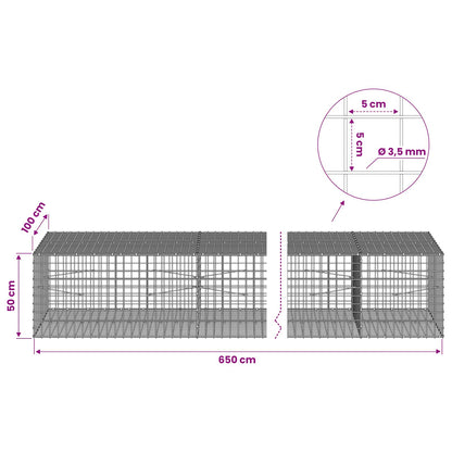 Gabion with 3.5 mm Wire and 5x5 cm Mesh 650x100x50 cm