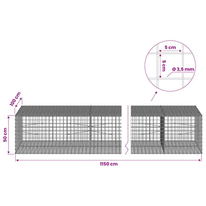 Gabion with 3.5 mm Wire and 5x5 cm Mesh 1150x100x50 cm