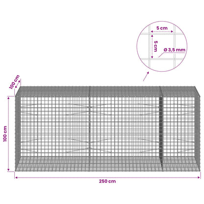 Gabion with 3.5 mm Wire and 5x5 cm Mesh 250x100x100 cm