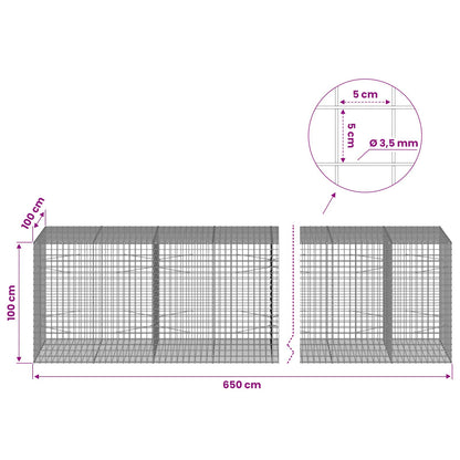 Gabion with 3.5 mm Wire and 5x5 cm Mesh 650x100x100 cm