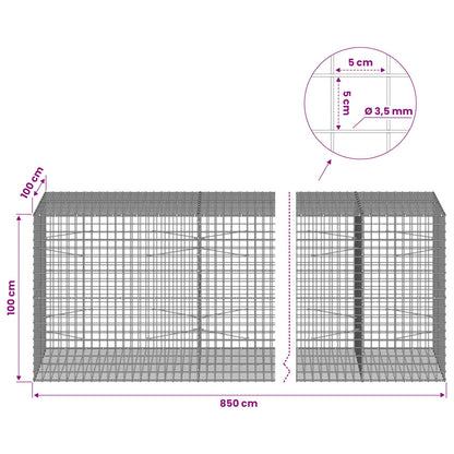 Gabion with 3.5 mm Wire and 5x5 cm Mesh 850x100x100 cm