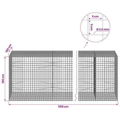 Gabion with 3.5 mm Wire and 5x5 cm Mesh 1150x100x100 cm