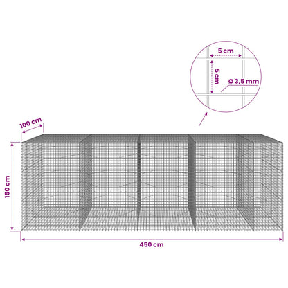 Gabion with 3.5 mm Wire and 5x5 cm Mesh 450x100x150 cm