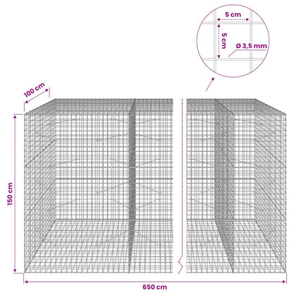 Gabion with 3.5 mm Wire and 5x5 cm Mesh 650x100x150 cm