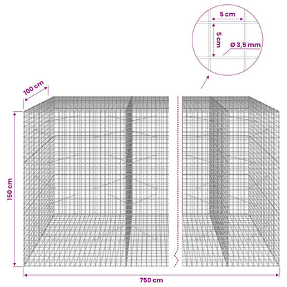 Gabion with 3.5 mm Wire and 5x5 cm Mesh 750x100x150 cm
