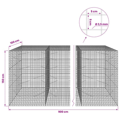Gabion with 3.5 mm Wire and 5x5 cm Mesh 900x100x150 cm