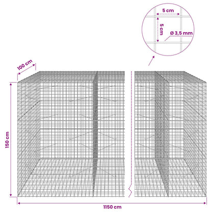 Gabion with 3.5 mm Wire and 5x5 cm Mesh 1150x100x150 cm