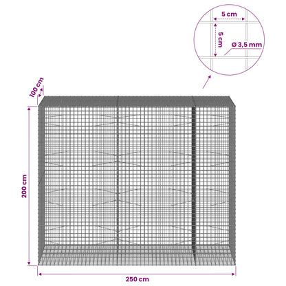 Gabion with 3.5 mm Wire and 5x5 cm Mesh 250x100x200 cm