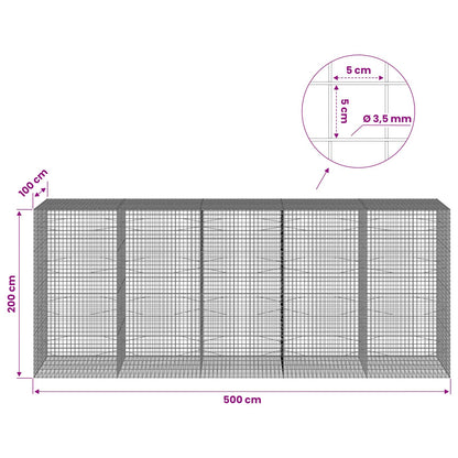 Gabion with 3.5 mm Wire and 5x5 cm Mesh 500x100x200 cm