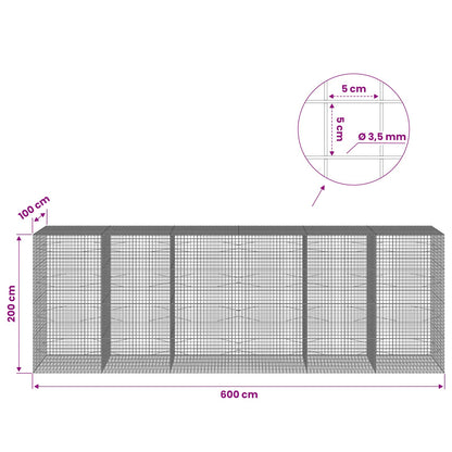 Gabion with 3.5 mm Wire and 5x5 cm Mesh 600x100x200 cm