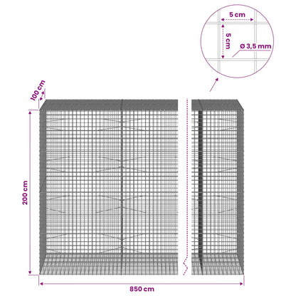 Gabion with 3.5 mm Wire and 5x5 cm Mesh 850x100x200 cm
