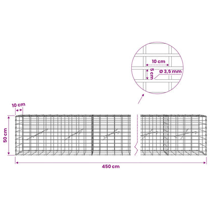 Gabion with 3.5 mm Wire and 5x10 cm Mesh 450x10x50 cm