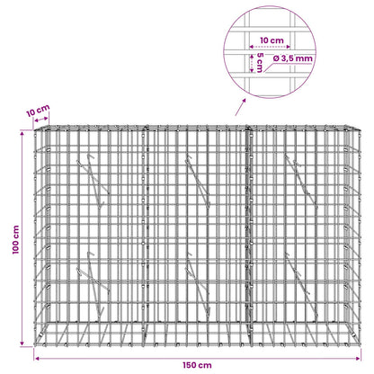 Gabion with 3.5 mm Wire and 5x10 cm Mesh 150x10x100 cm