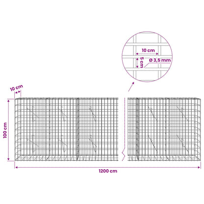 Gabion with 3.5 mm Wire and 5x10 cm Mesh 1200x10x100 cm