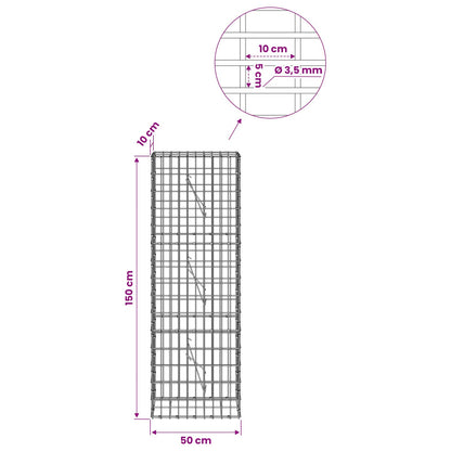 Gabion with 3.5 mm Wire and 5x10 cm Mesh 50x10x150 cm
