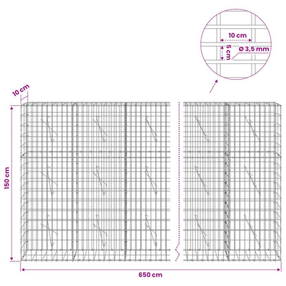 Gabion with 3.5 mm Wire and 5x10 cm Mesh 650x10x150 cm