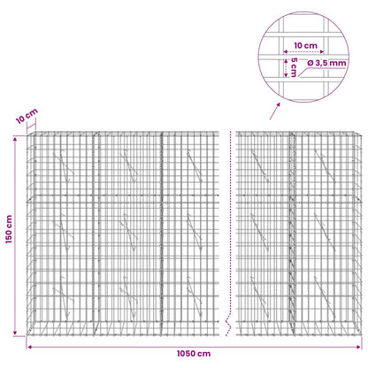 Gabion with 3.5 mm Wire and 5x10 cm Mesh 1050x10x150 cm